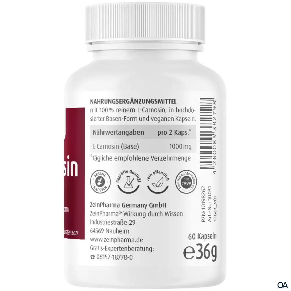 ZeinPharma L-Carnosin 500 mg Kapseln
