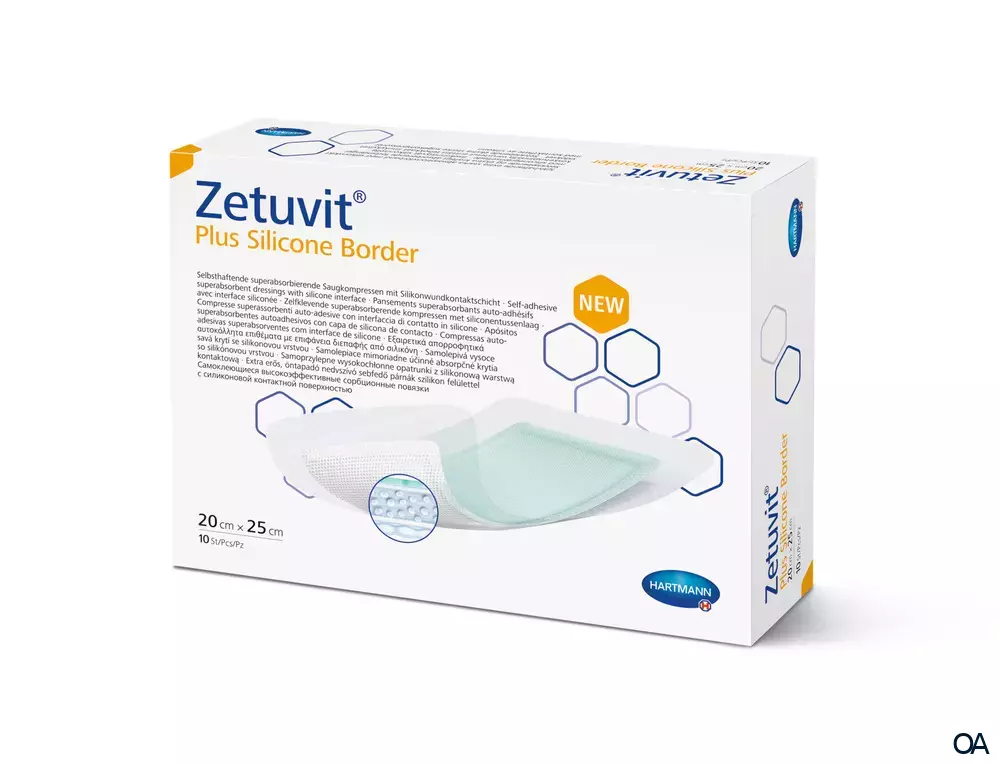 RespoSorb® Silicone Border selbsthaftende superabsorbierende Saugkompresse mit Silikonwundkontaktschicht steril, 20 x 25 cm