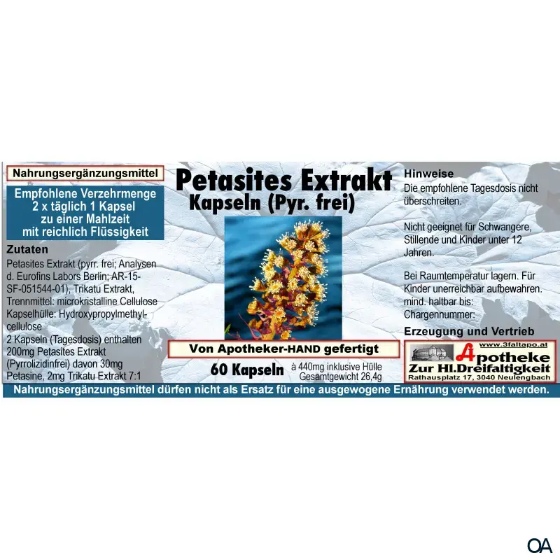 Petasites Extrakt Kapseln (Pyr. frei)