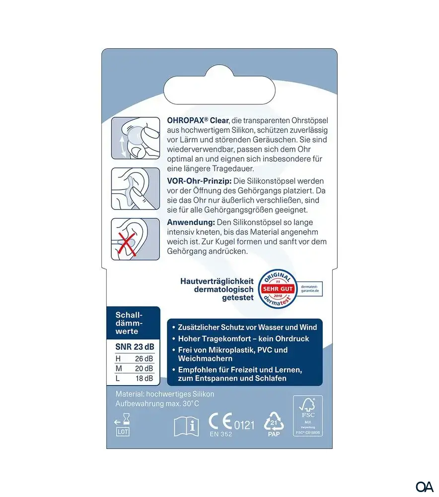 Ohropax Clear Silicon Gehörschutzstöpsel