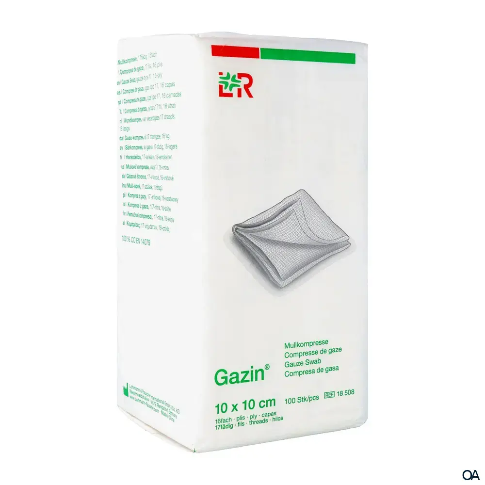Gazin® Mullkompressen unsteril, 17-fädig, 16-fach, 10 x 10 cm