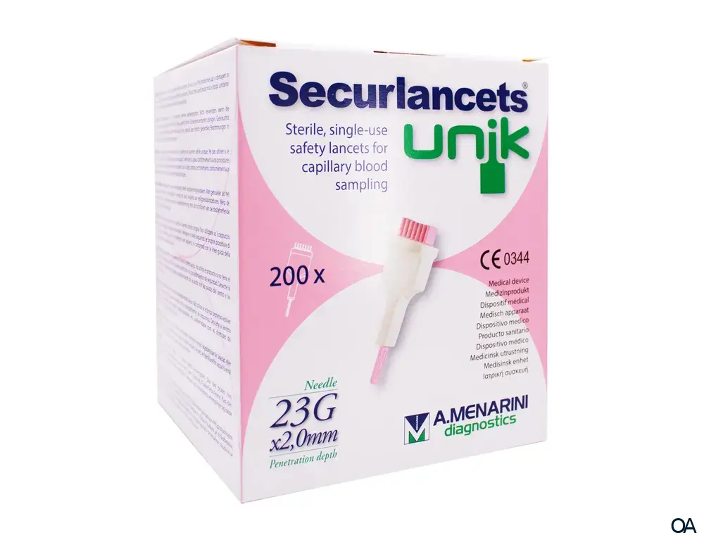 Securlancets® unik Sicherheitslanzetten 23 G x 2,0 mm, rosa