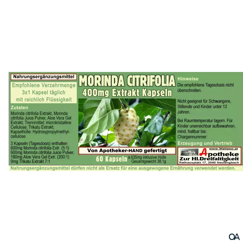 Morinda Citrifolia 400 mg Extrakt Kapseln