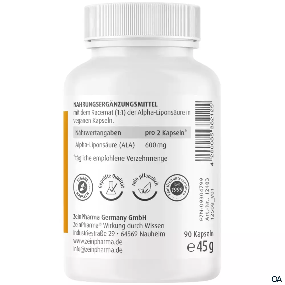 Zeinpharma Alpha-Liponsäure 500 mg Kapseln