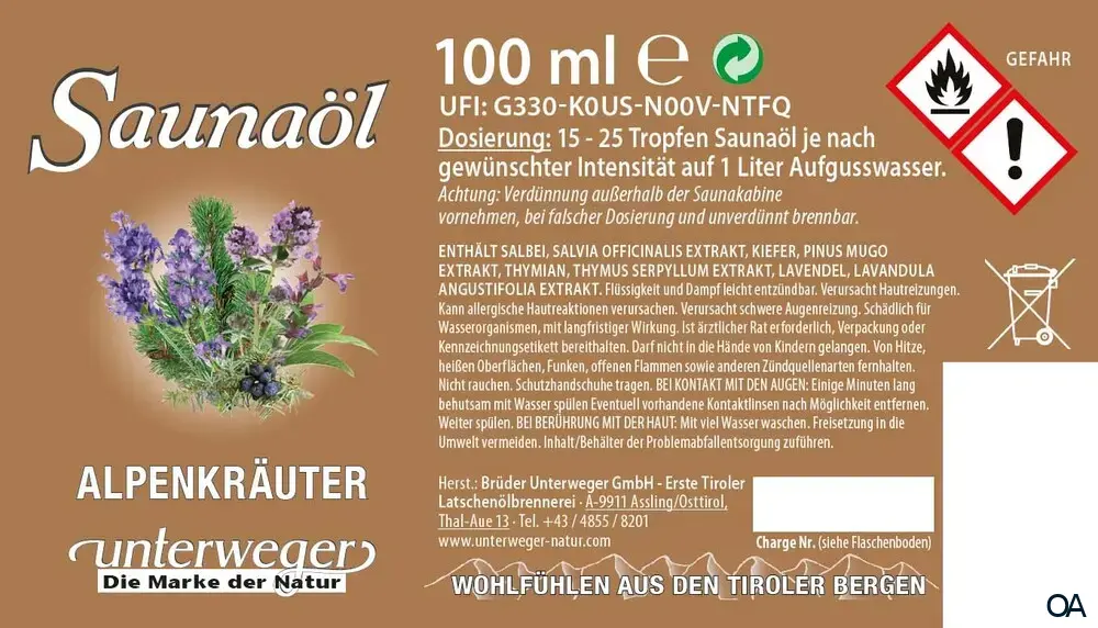 Unterweger Saunaöl Alpenkräuter