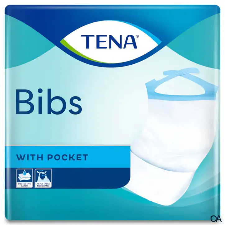 TENA Bibs Einweg-Schutzservietten für Erwachsene, Größe M/L, 66 x 37 cm