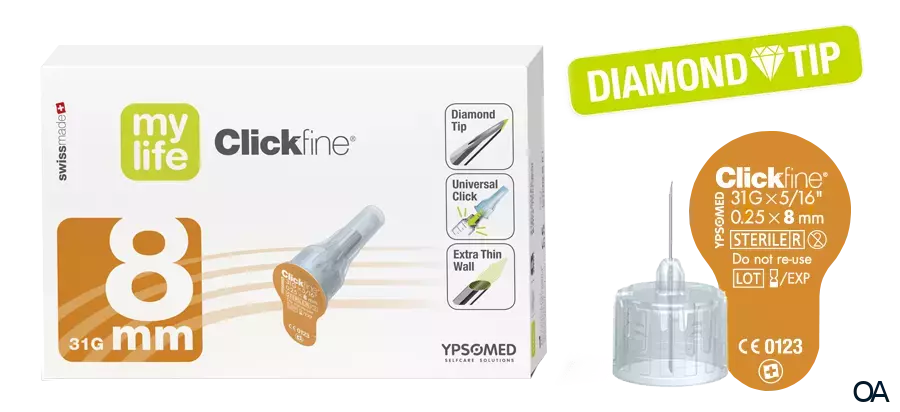 mylife Clickfine DiamondTip 31G 0,25 x 8 mm Pen-Nadeln mylife Clickfine DiamondTip 31G 0,25 x 8 mm Pen-Nadeln