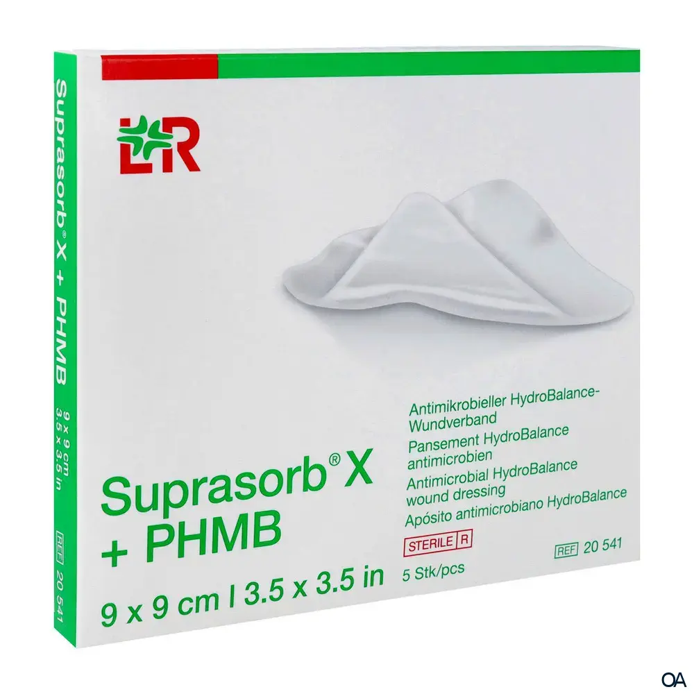 Suprasorb® X + PHMB Antimikrobieller HydroBalance-Wundverband, Kompresse, steril, 9 x 9 cm