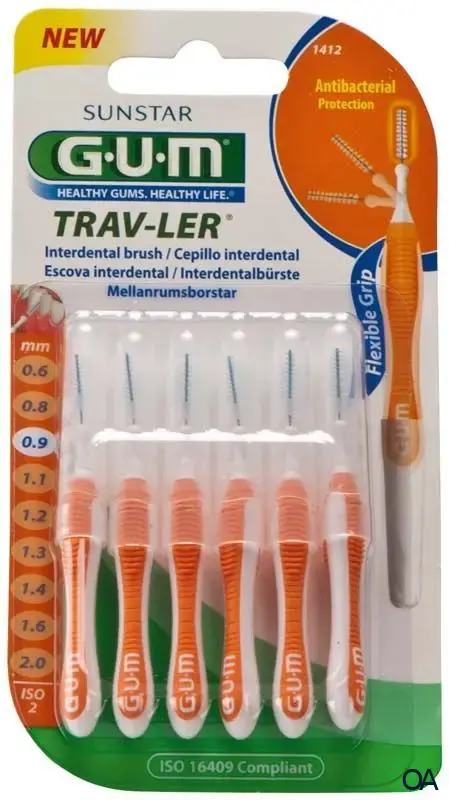 GUM® TRAV-LER® Interdentalbürsten Kerze ISO 2 - Ø 0,9 mm - Orange