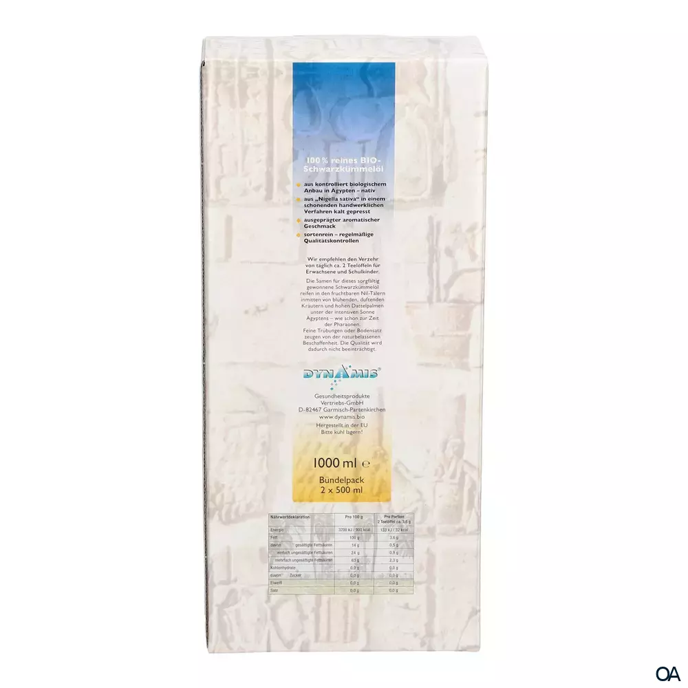Dynamis BIO Schwarzkümmelöl ägyptisch 2 x 500 ml