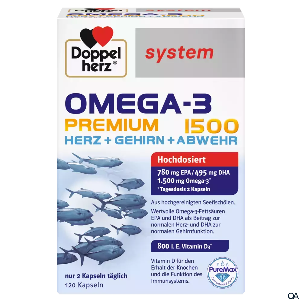 Doppelherz system OMEGA-3 PREMIUM 1500 HERZ + GEHIRN + ABWEHR Kapseln