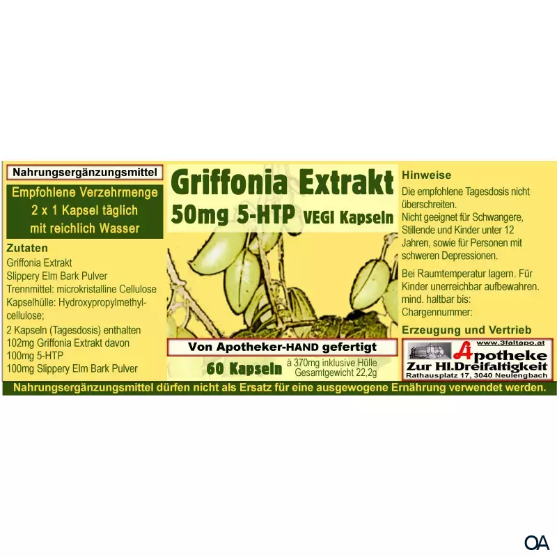 Griffonia Extrakt 50 mg - 5HTP VEGI Kapseln