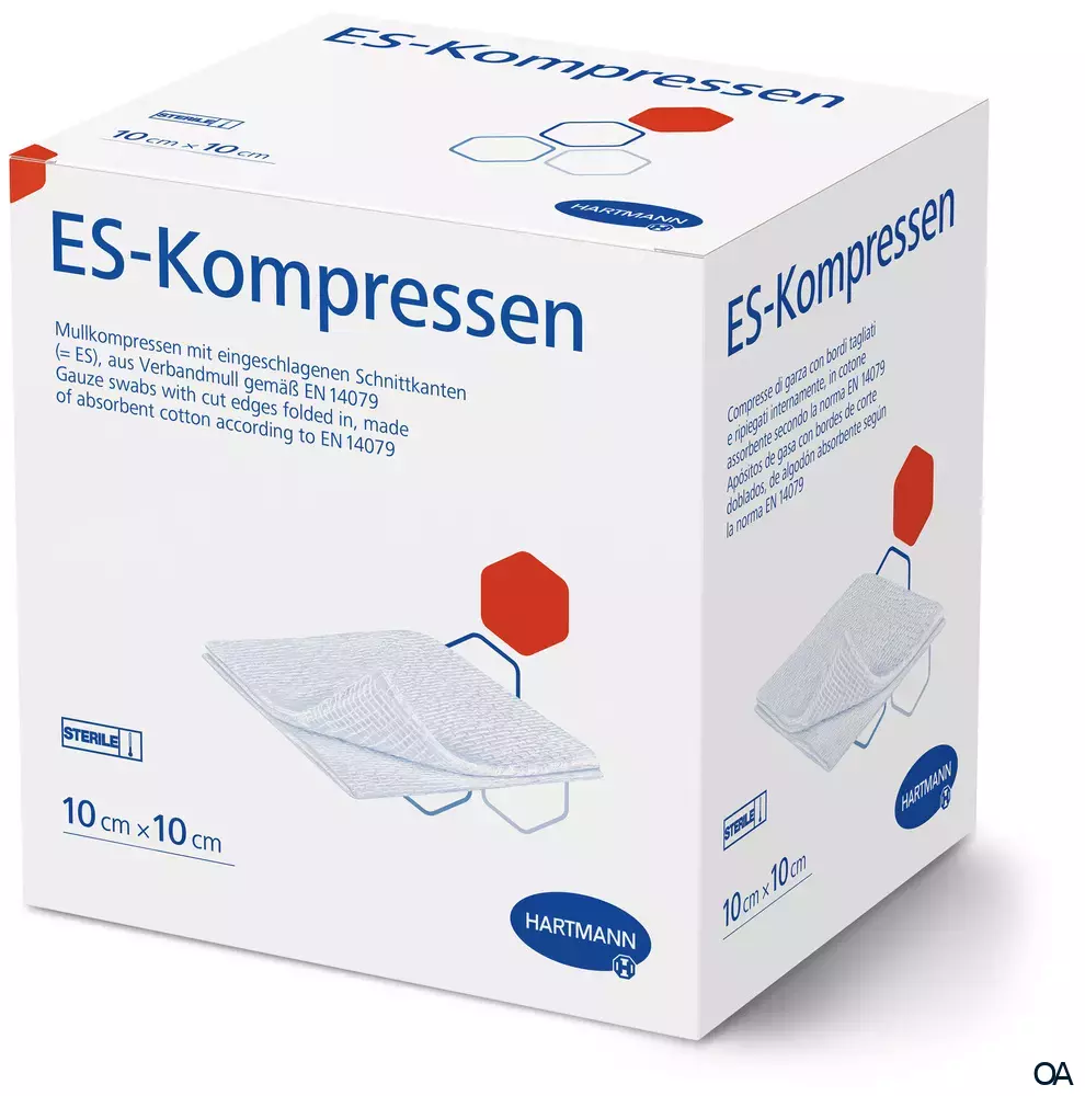 ES-Kompressen 8fach, steril eingesiegelt zu 2 Stück, 10 x 10 cm, 50 x 2 Stück