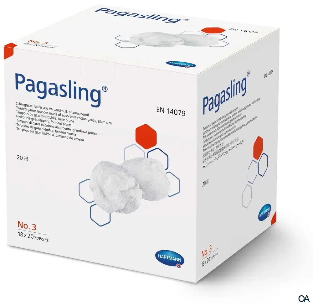 Pagasling®  Schlinggazetupfer aus Verbandmull steril, Größe 3 - pflaumengroß, 18 x 20 Stück