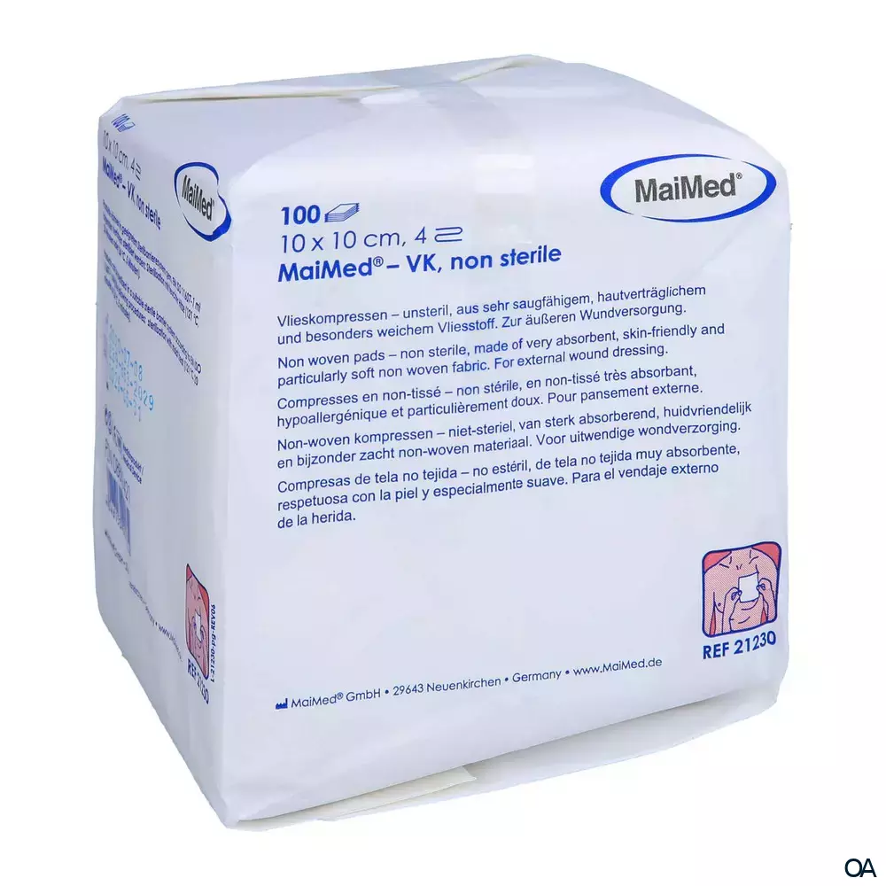 MaiMed Vlieskompressen 4-fach, unsteril, 10 x 10 cm