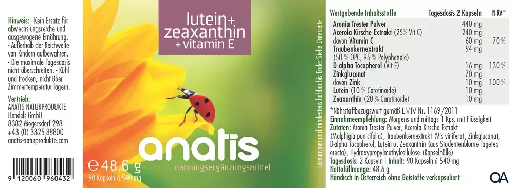 anatis Lutein+Zeaxanthin+Vit E Kapseln