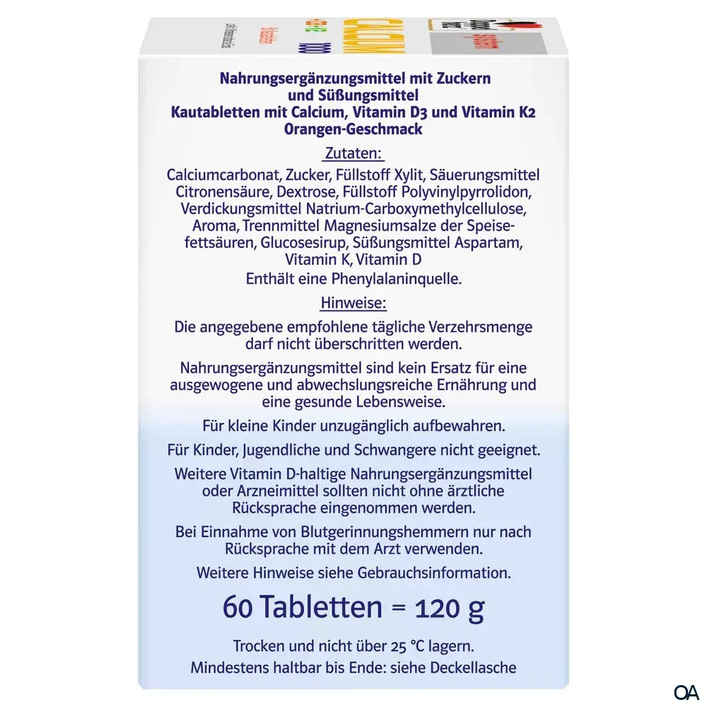 Doppelherz system Calcium 1000 + D3 + K2 Kautabletten