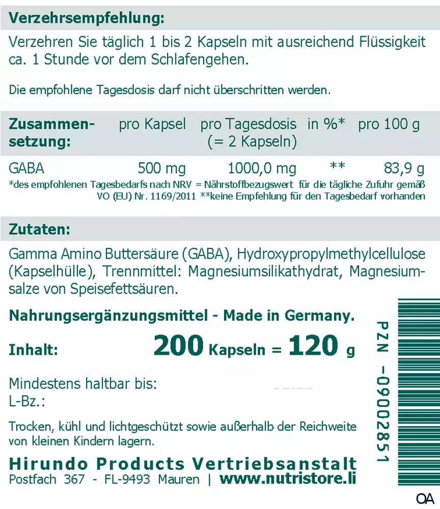 The Nutri Store GABA Kapseln