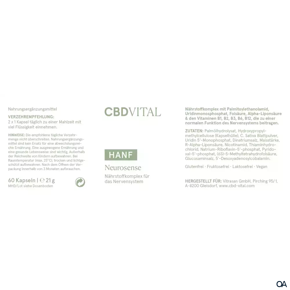 CBD VITAL Hanf Neurosense Kapseln