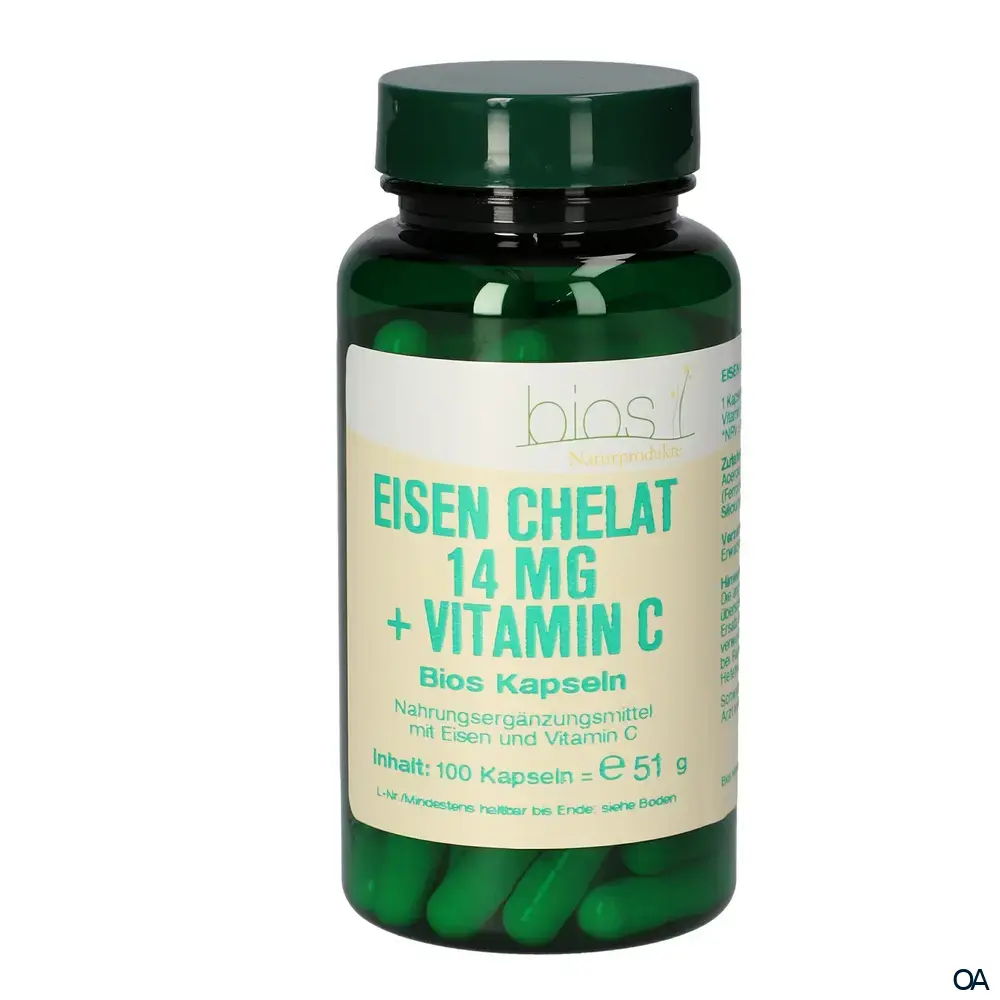 Bios Eisen Chelat 14 mg + Vitamin C Kapseln Bios Eisen Chelat 14 mg + Vitamin C Kapseln