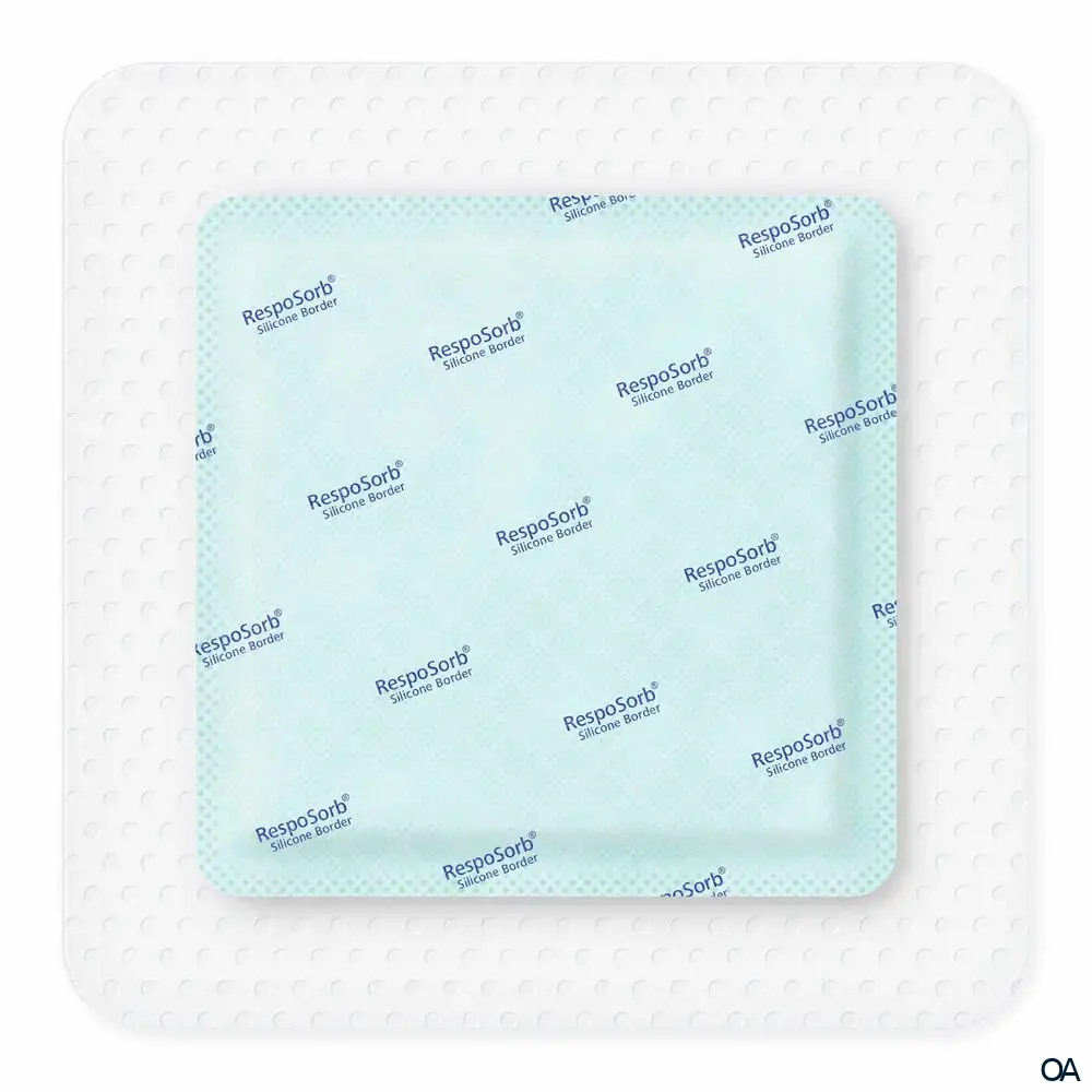 RespoSorb® Silicone Border selbsthaftende superabsorbierende Saugkompresse mit Silikonwundkontaktschicht steril, 15 x 15 cm
