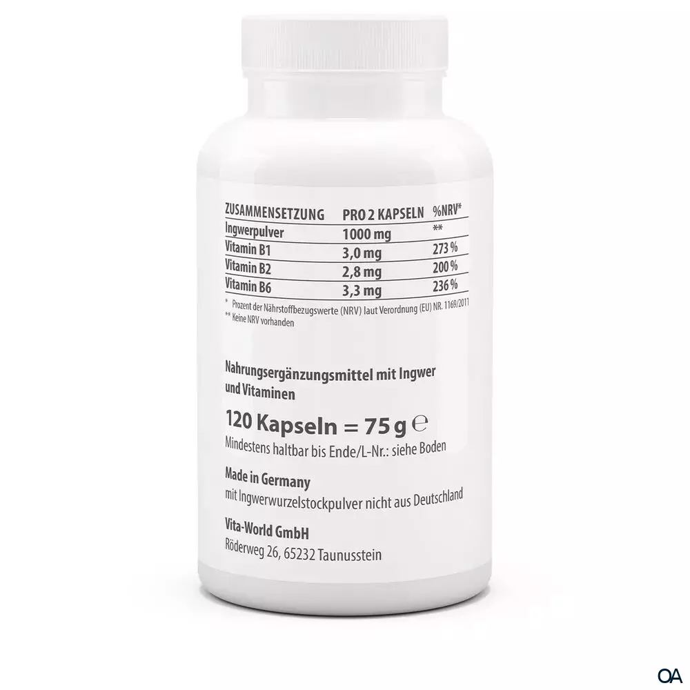 Vitaworld Ingwer 500 mg Kapseln