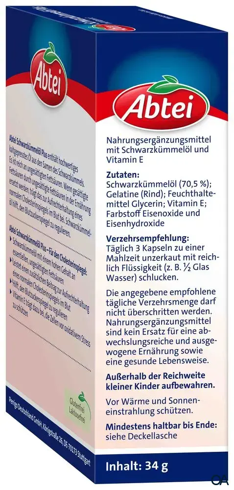 Abtei Schwarzkümmelöl Plus Kapseln