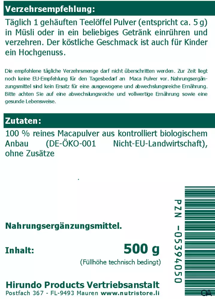 The Nutri Store Maca Pulver
