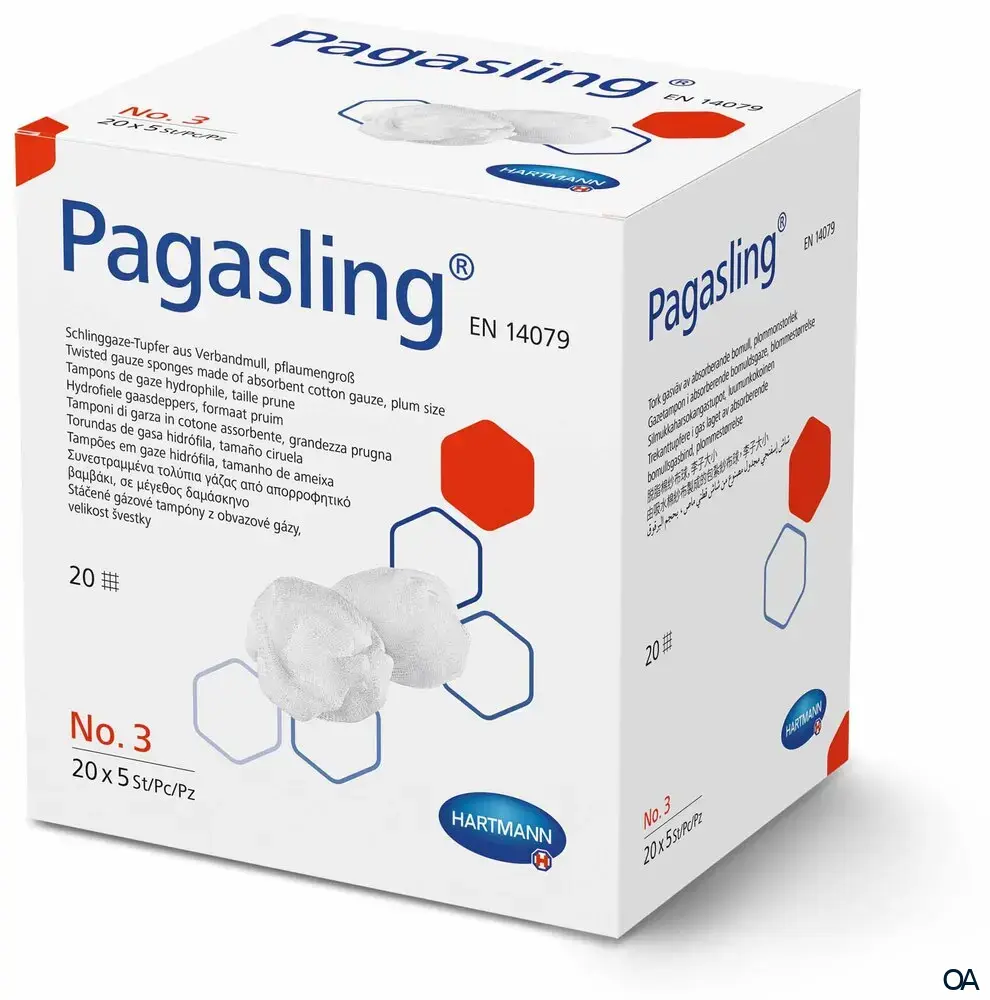 Pagasling®  Schlinggazetupfer aus Verbandmull steril, Größe 3 - pflaumengroß, 20 x 5 Stück