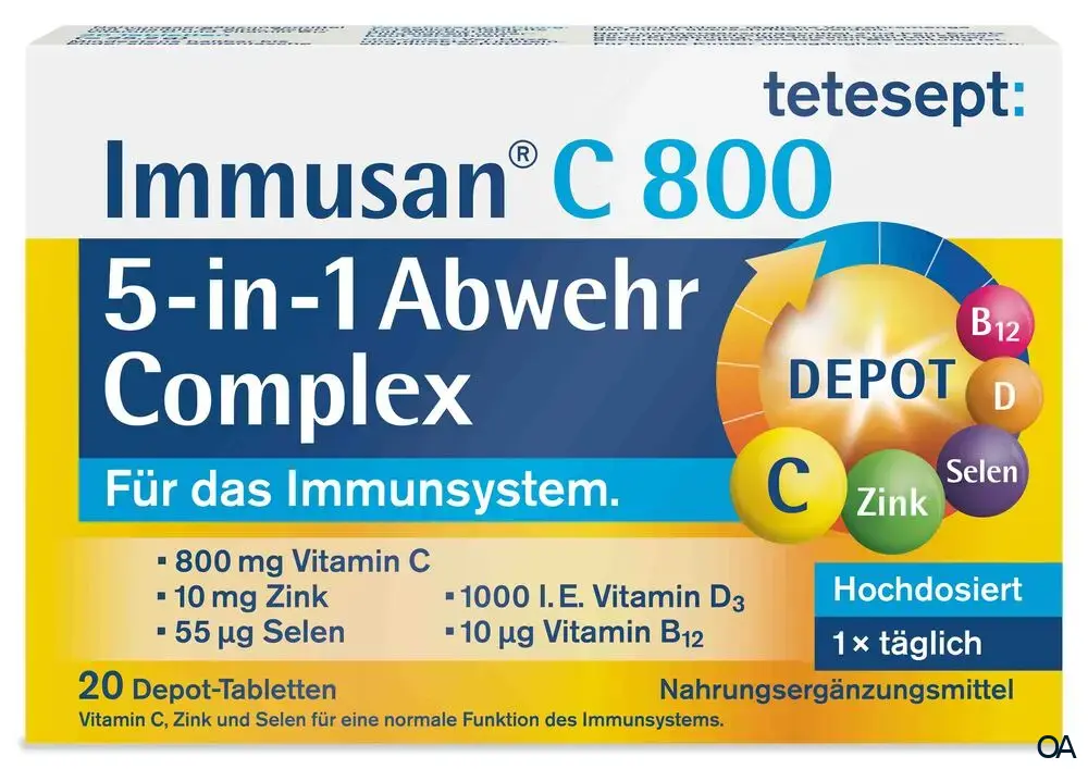 tetesept Immusan® C 800 5 in 1 Abwehr Complex Depot-Tabletten