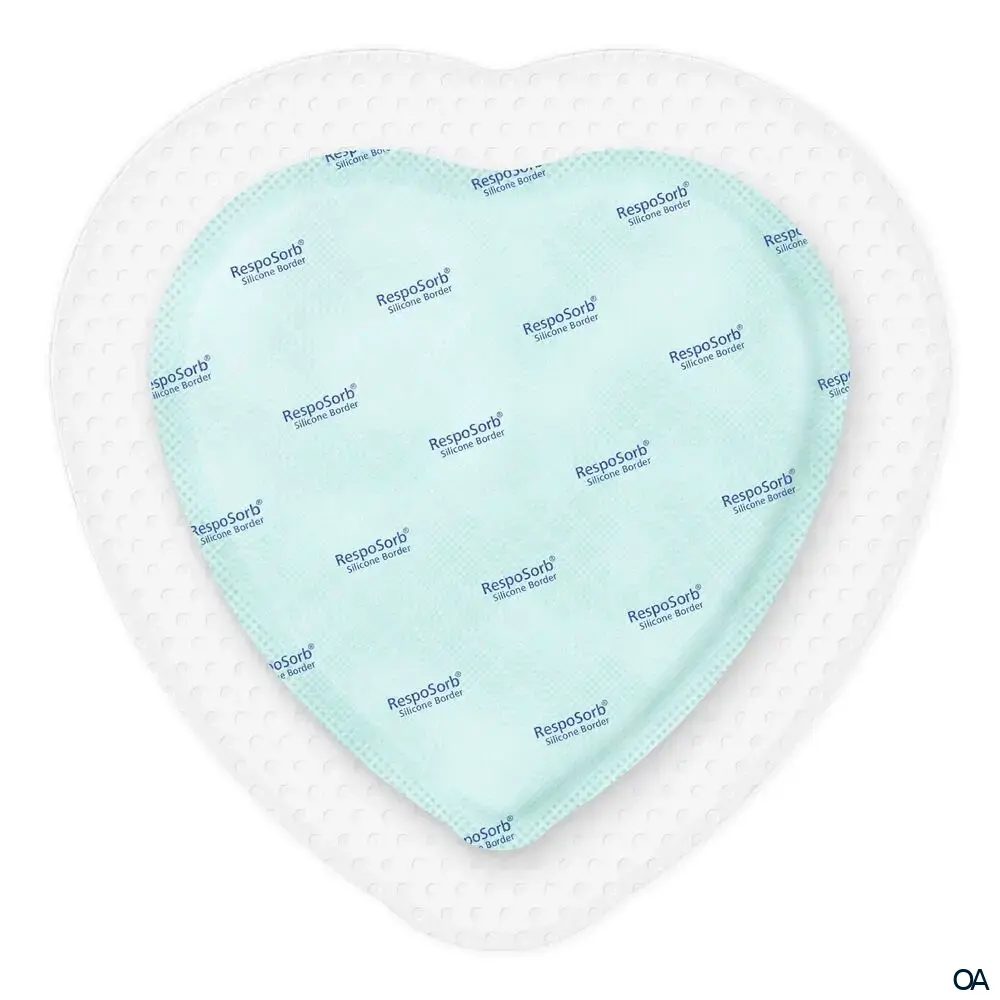 RespoSorb® Silicone Border Sacrum selbsthaftende superabsorbierende Saugkompresse mit Silikonwundkontaktschicht steril, 18 x 18 cm