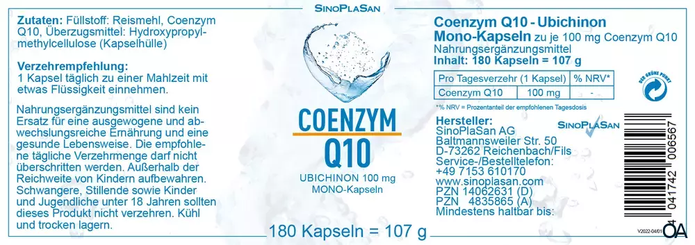 SinoPlaSan Coenzym Q10 100 mg MONO Kapseln