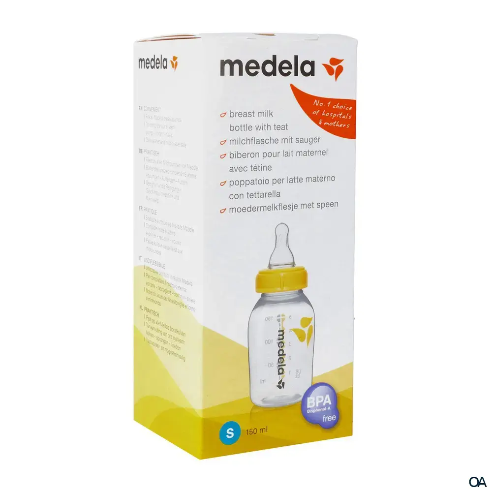 Medela Milchflasche 150 ml mit Sauger S Medela Milchflasche 150 ml mit Sauger S