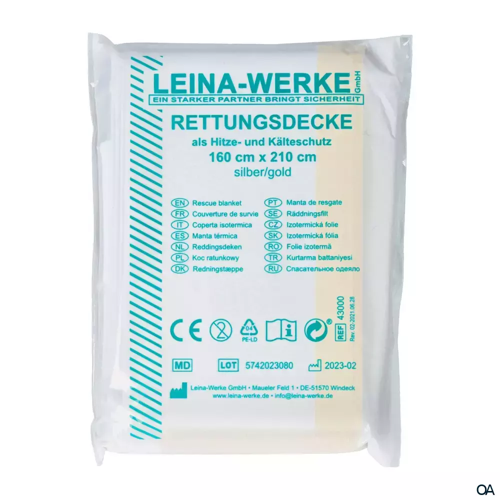 Rettungsdecke Hitze- & Kälteschutz Silber/Gold 160 x 210 cm