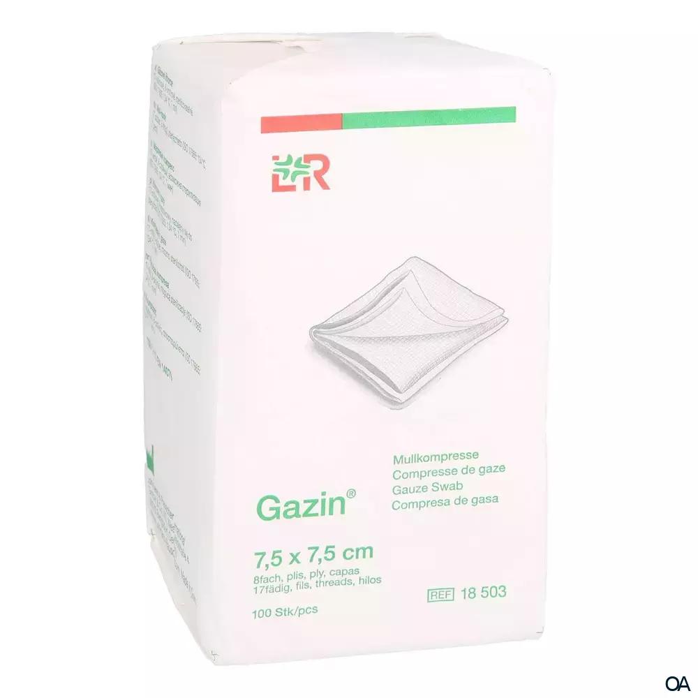 Gazin® Mullkompressen unsteril, 17-fädig, 8-fach, 7,5 x 7,5 cm