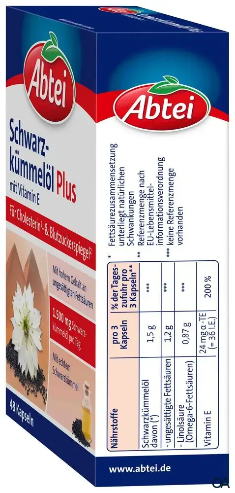 Abtei Schwarzkümmelöl Plus Kapseln