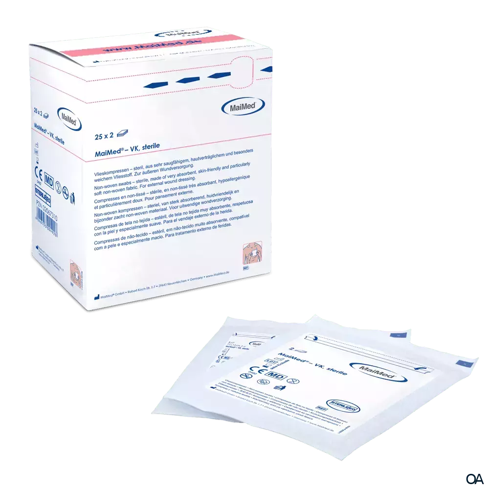 MaiMed Vlieskompressen 4-fach, steril, 10 x 10 cm, 25 x 2 Stück
