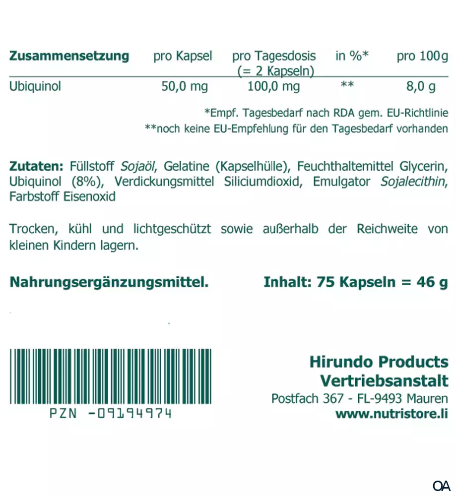 The Nutri Store Ubiquinol 50 mg Kapseln
