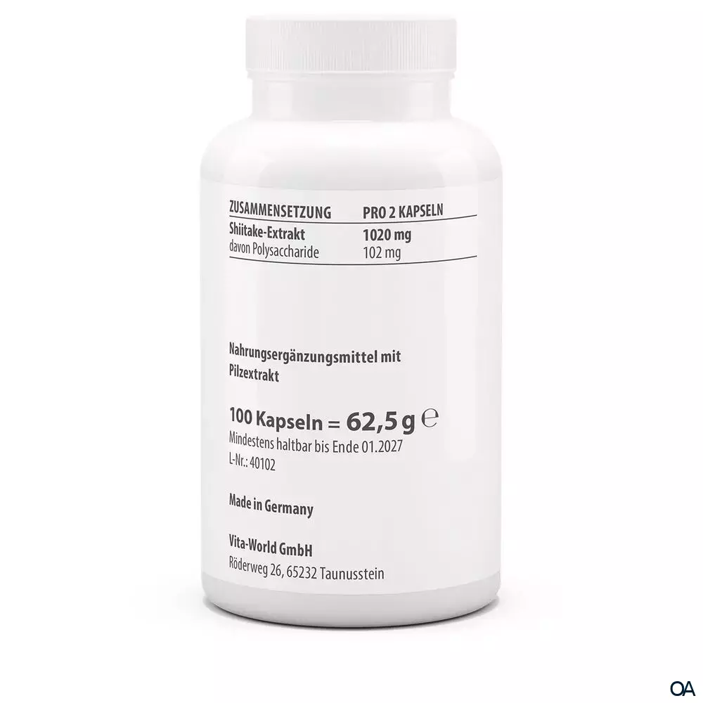 Vitaworld Shiitake Extrakt 500 mg Kapseln