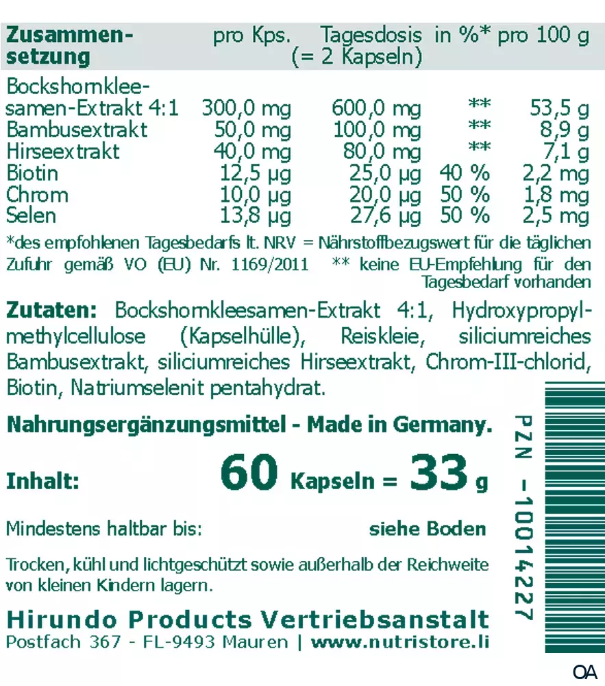 The Nutri Store Bockshornklee Samenextrakt plus Kapseln