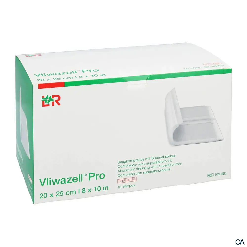Vliwazell® Pro Saugkompresse mit Superabsorber steril, 20 x 25 cm