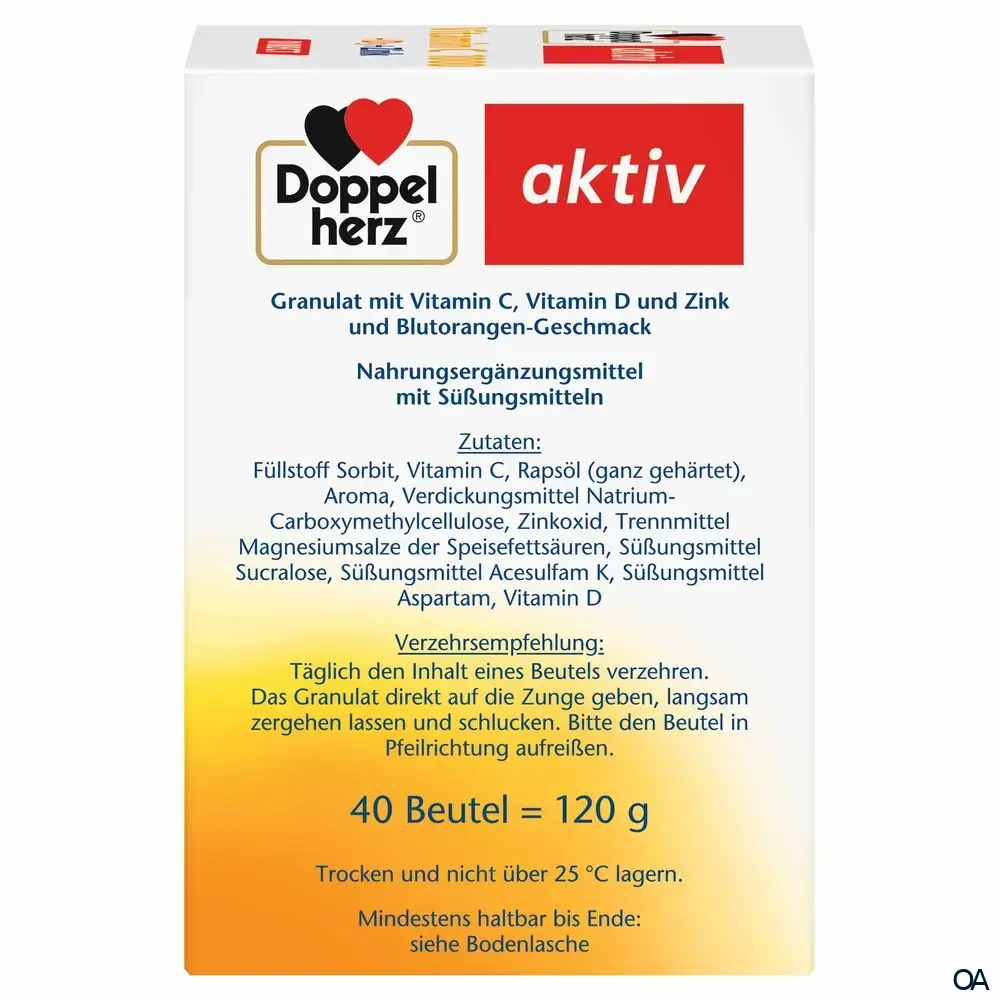 Doppelherz aktiv Vitamin C 1000 DIRECT + D3 + Zink Portionsbeutel