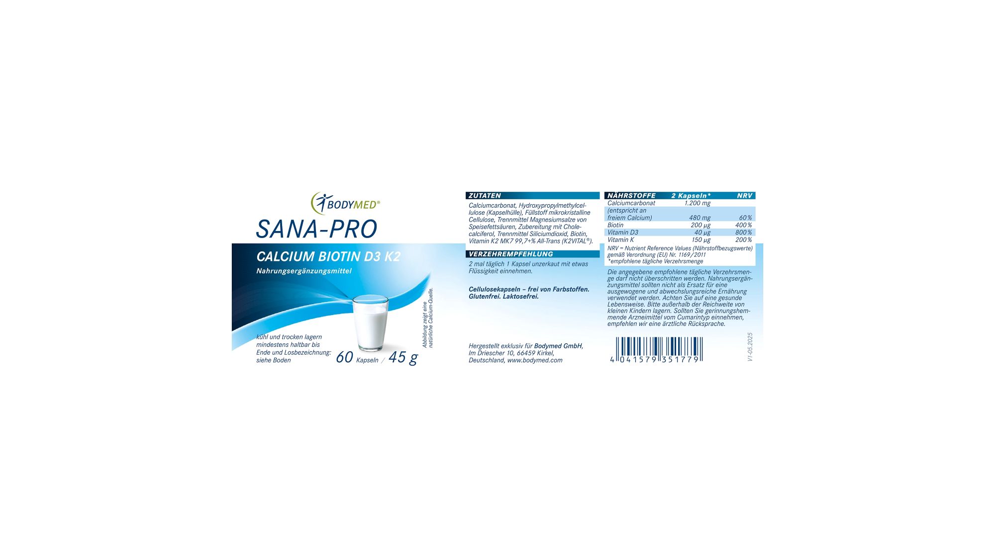 SANA-PRO CALCIUM BIOTIN D3 + K2