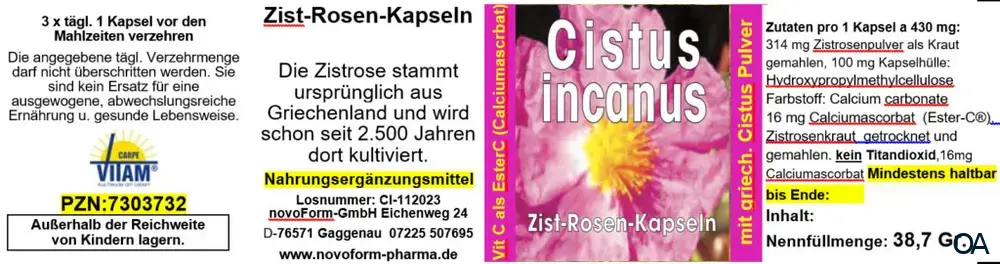 Cistus Incanus (Zist-Rosen) 400 mg Kapseln