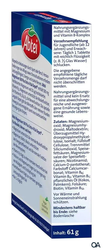 Abtei Magnesium 500 Plus Tabletten