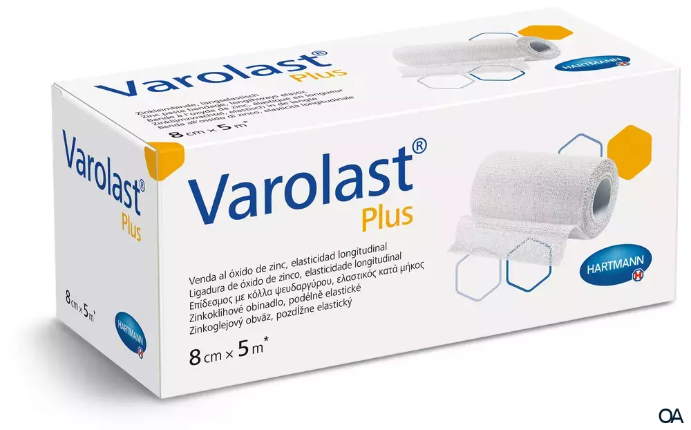 Varolast® Plus Zinkleimbinden, Länge gedehnt, einzeln in Folienbeutel, 8 cm x 5 m