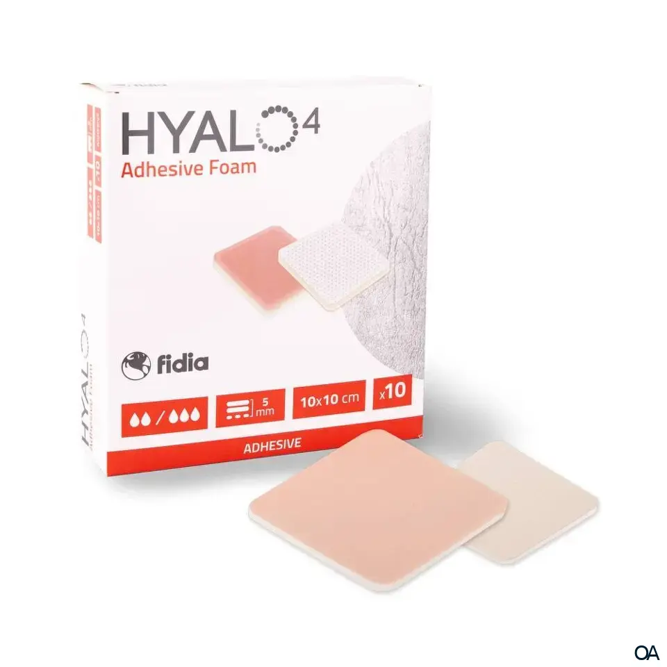 fidia HYALO4 Adhesive Klebender Silikon-Schaumverband steril, 10 x 10 cm