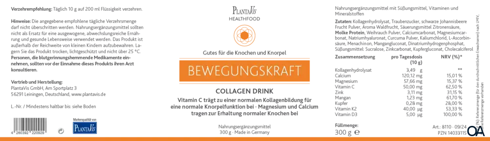 PlantaVis Bewegungskraft Collagen Drink Pulver