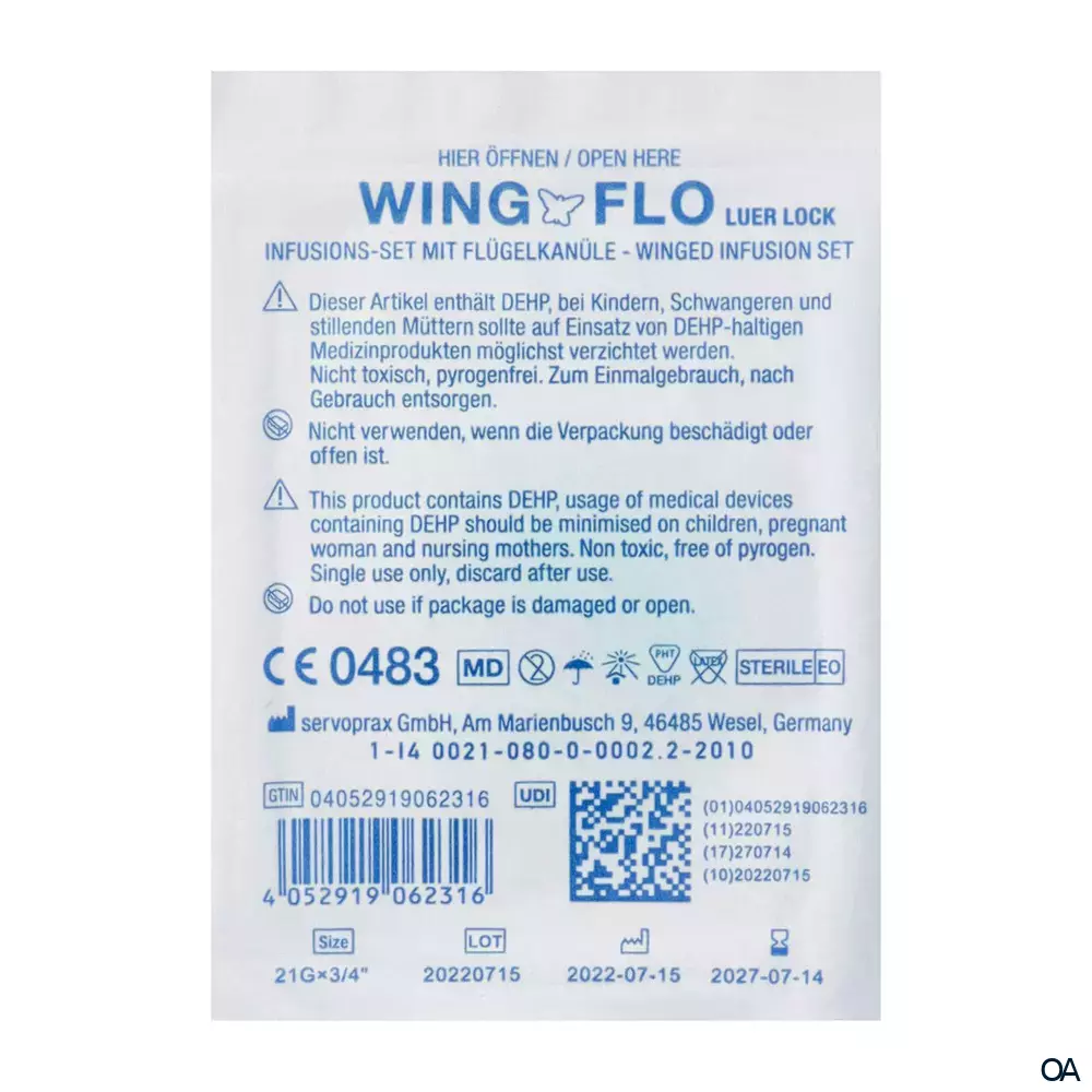 Wing-Flo Flügelkanülen 21 G, 19 x 0,8 mm, grün