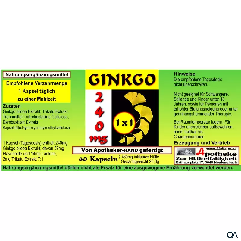 Ginkgo 240 mg 1 x 1 täglich Kapseln